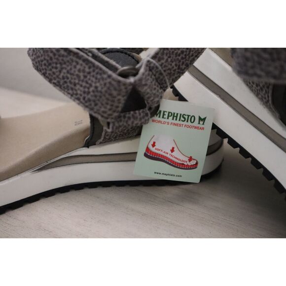 Mephisto Women's Sz EUR 38 US 8 Gray Leather Jeanie Strappy Wedge Sandals - Picture 5 of 12